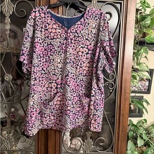 Healing Hands Women's Top - Pink and Blue Pattern